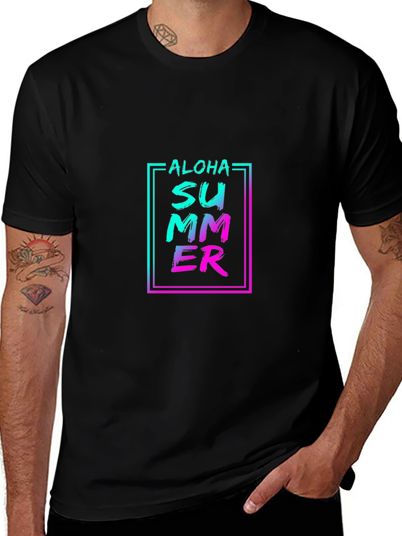 Aloha Summer Graphic Black T-Shirt