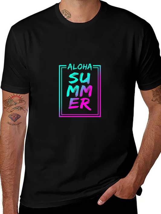 Aloha Summer Graphic Black T-Shirt