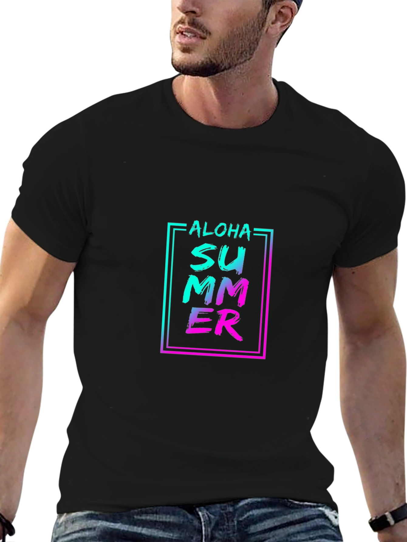 Aloha Summer Graphic Black T-Shirt
