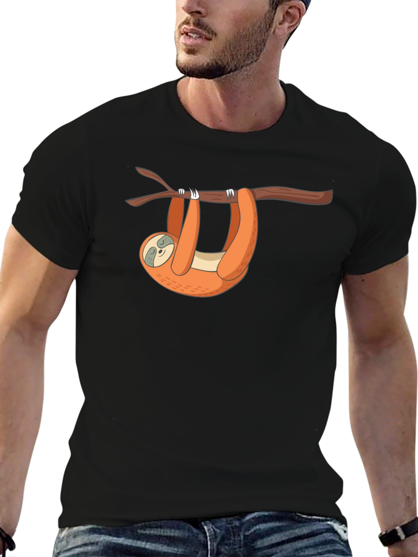 Sloth on Branch Graphic Tee - Black