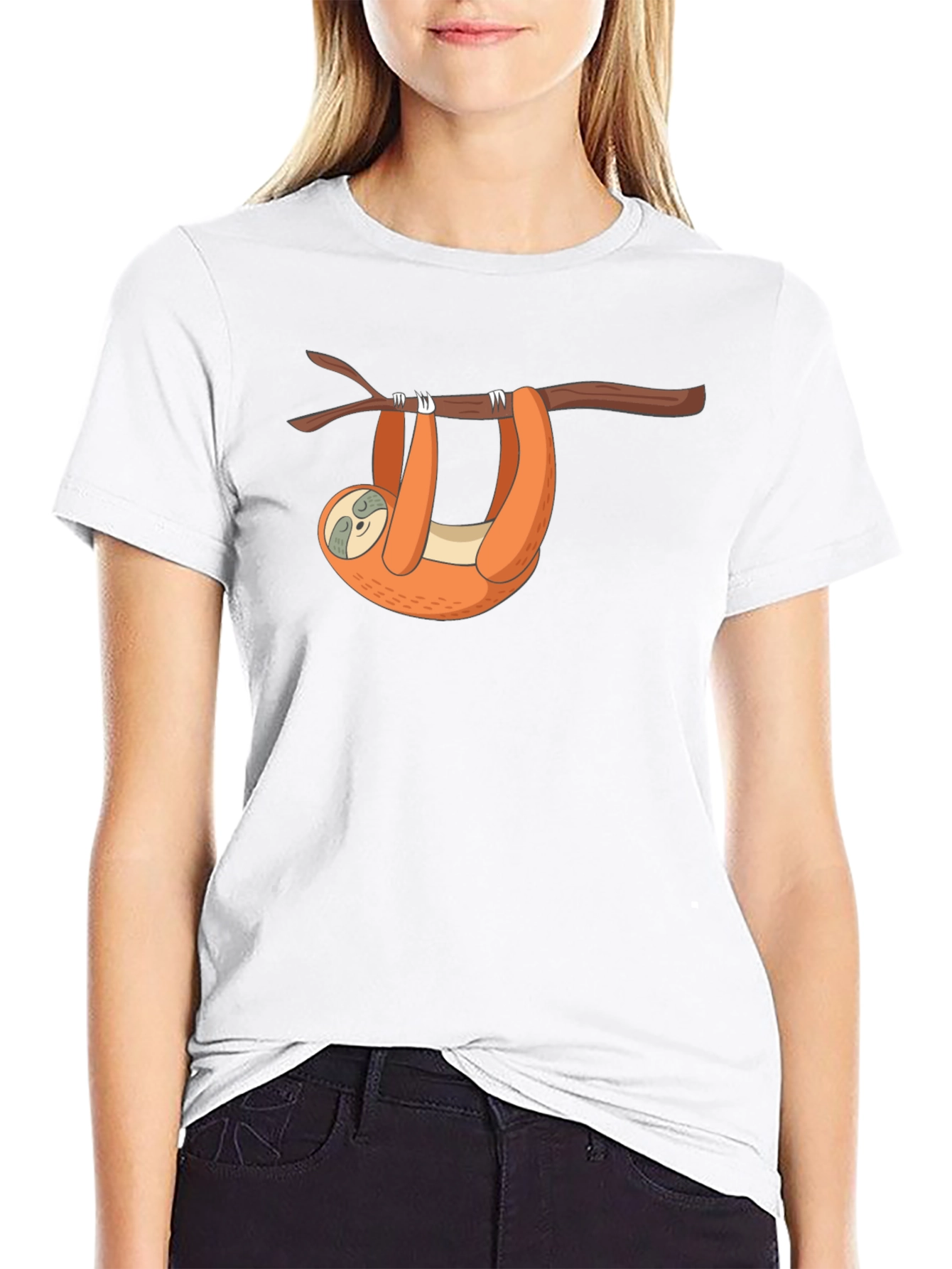 Sloth on Branch Graphic Tee - Black