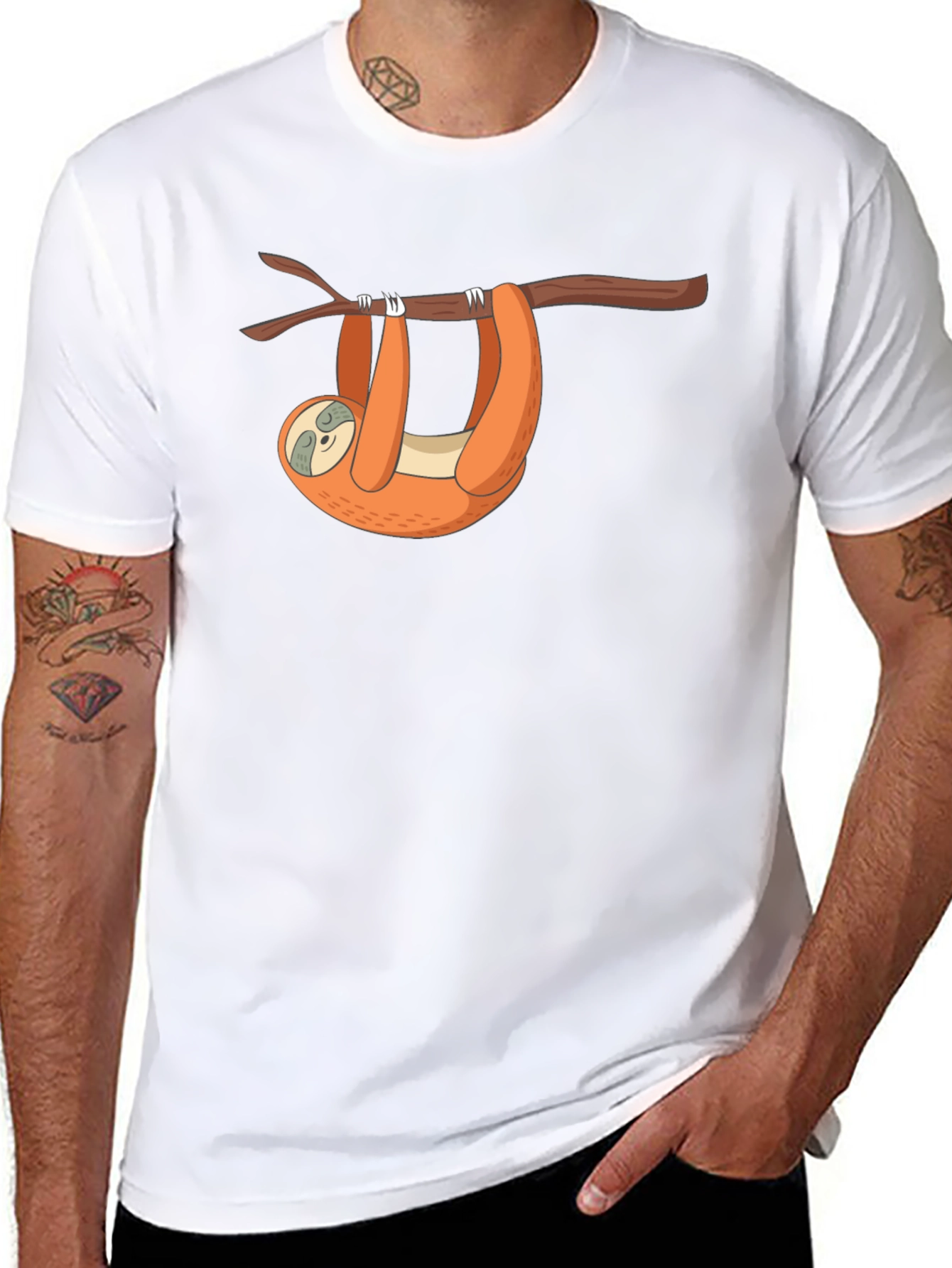 Sloth on Branch Graphic Tee - Black