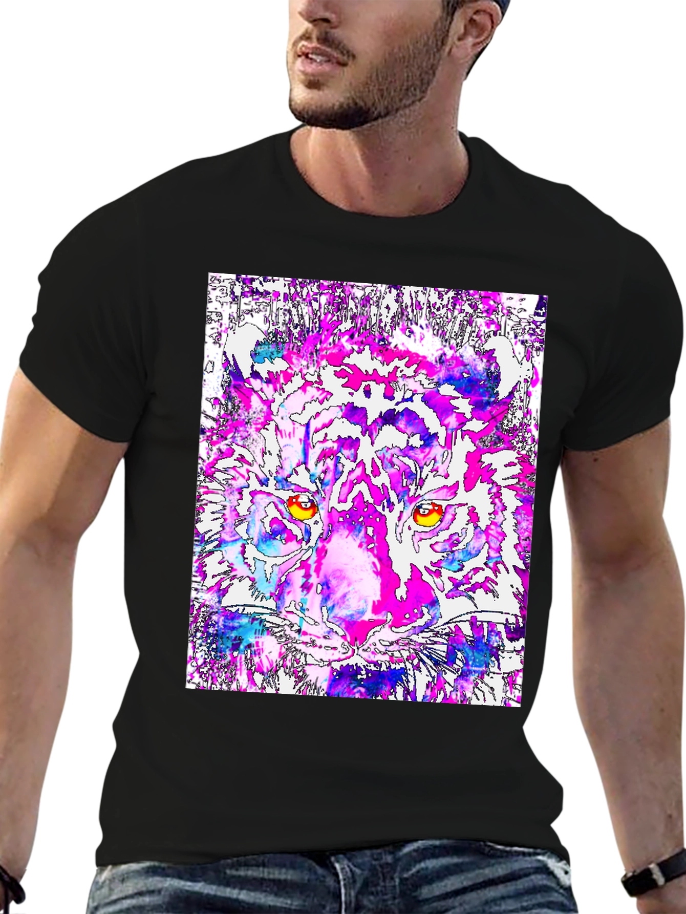 Abstract Tiger Graphic Tee - Bold Artistic Design
