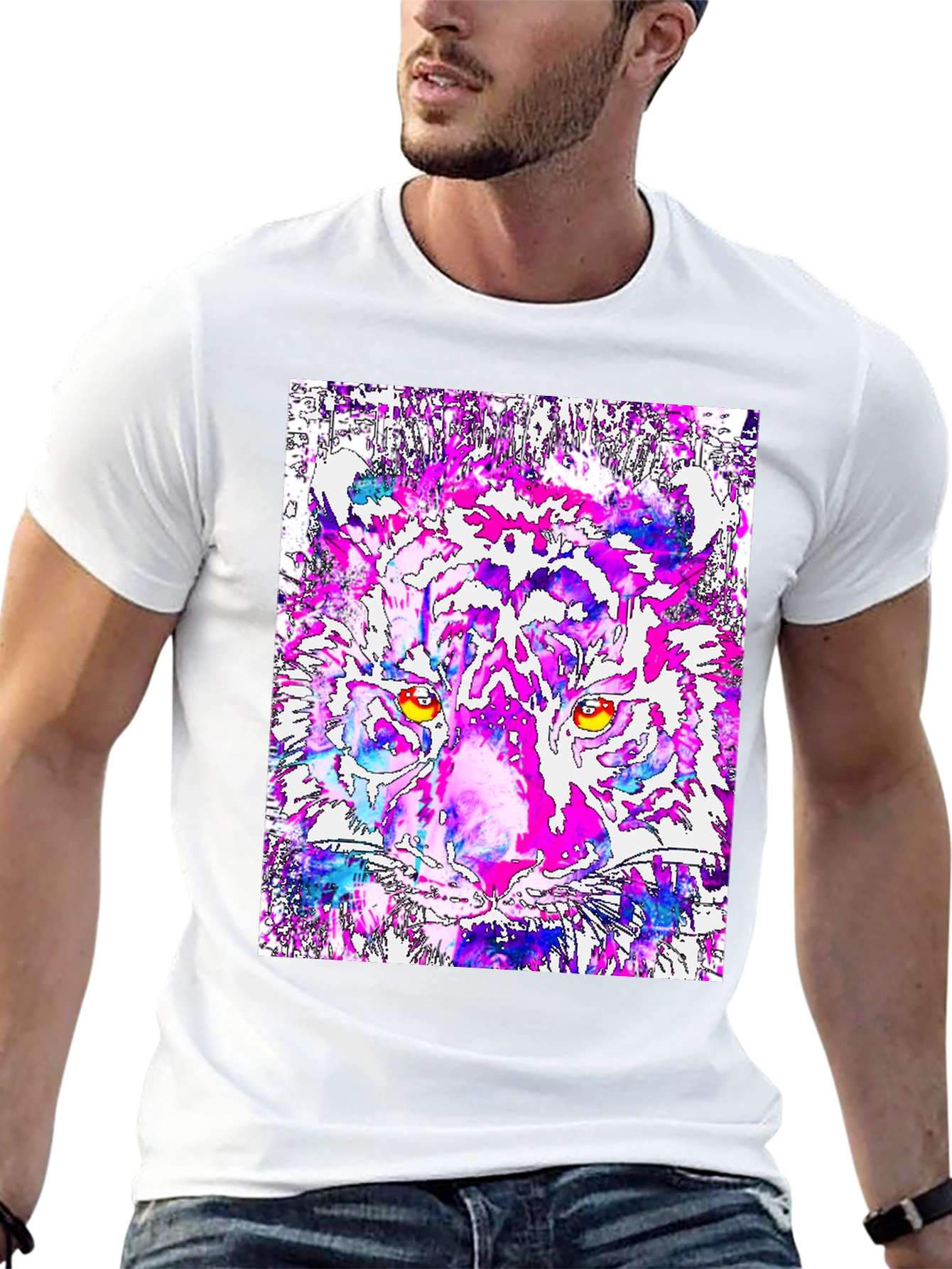 Abstract Tiger Graphic Tee - Bold Artistic Design