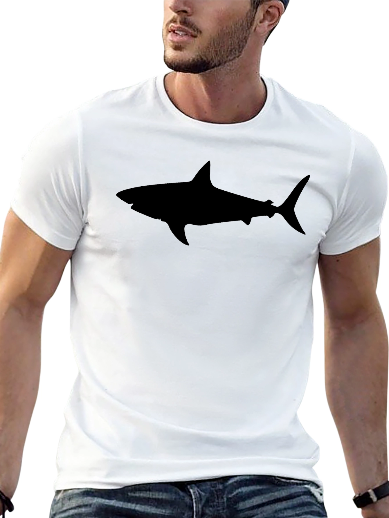 Shark Silhouette Graphic Black T-Shirt