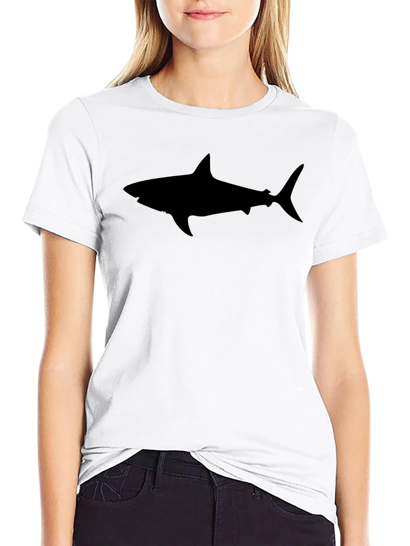 Shark Silhouette Graphic Black T-Shirt