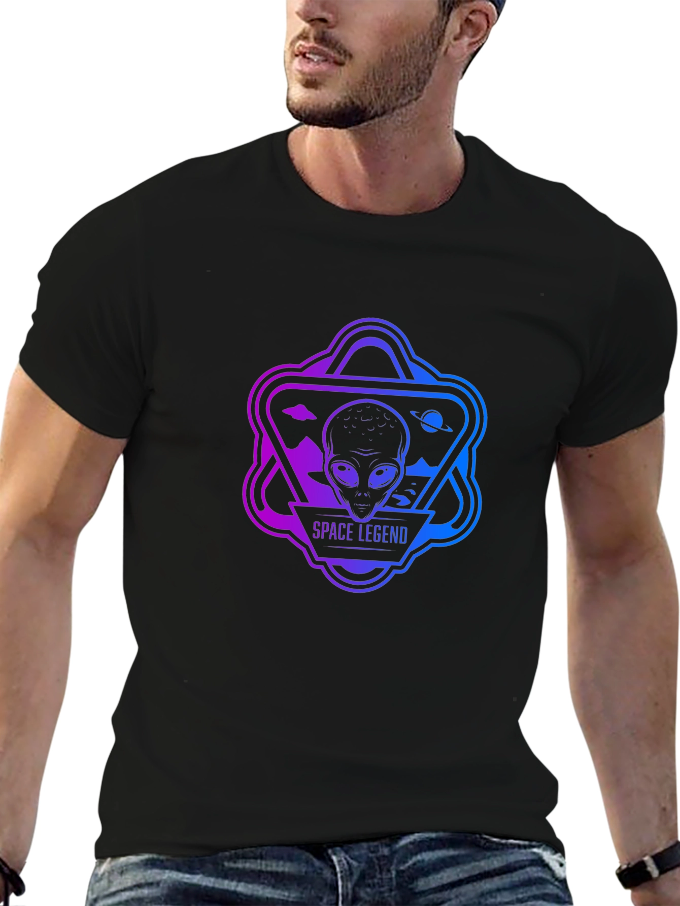 Space Legend Alien Graphic Black T-Shirt