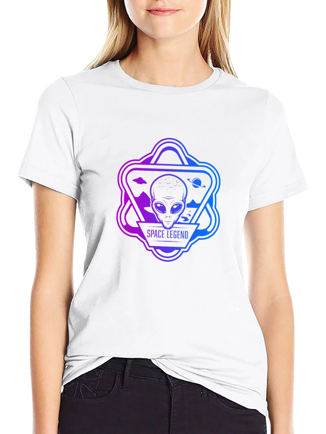 Space Legend Alien Graphic Black T-Shirt