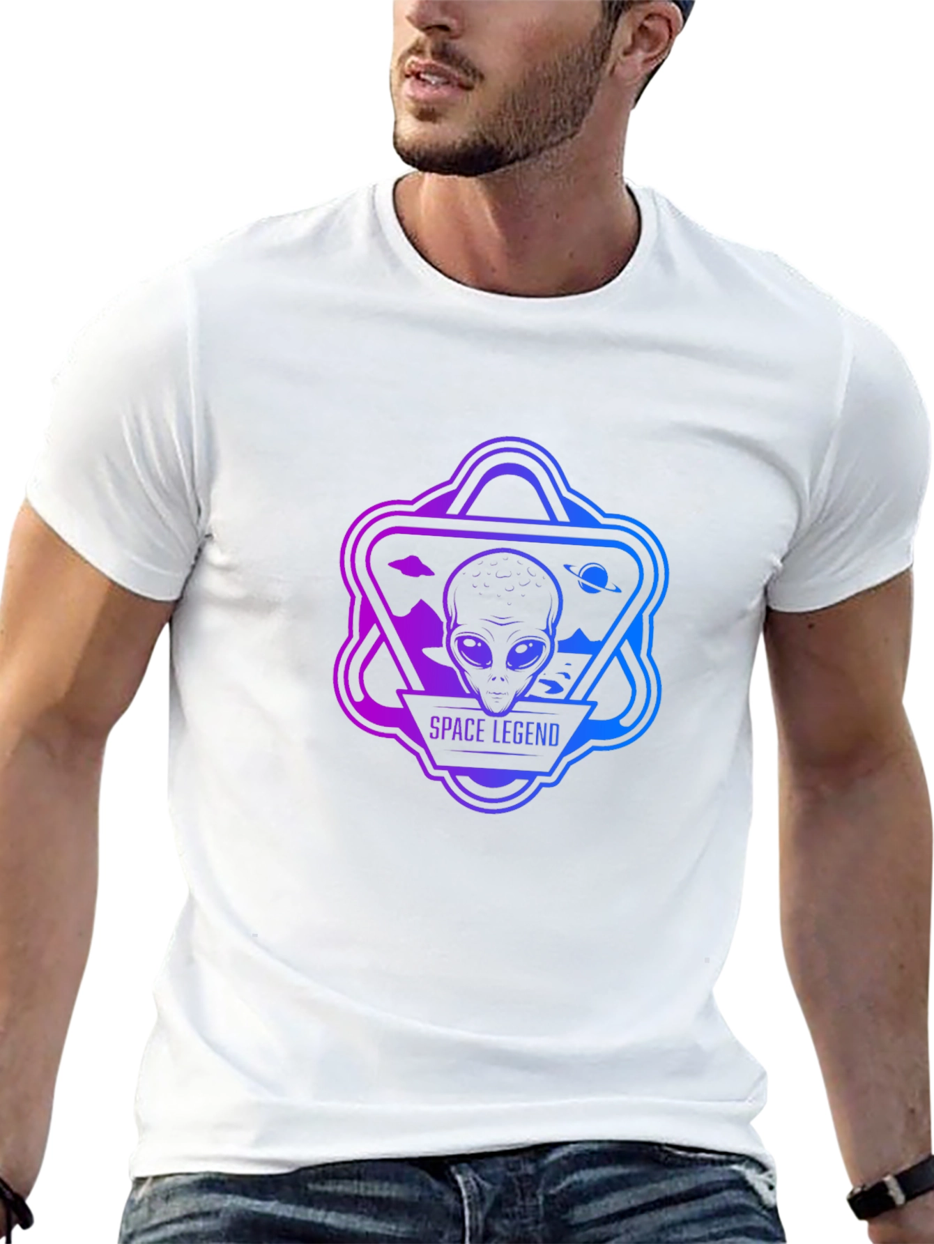 Space Legend Alien Graphic Black T-Shirt