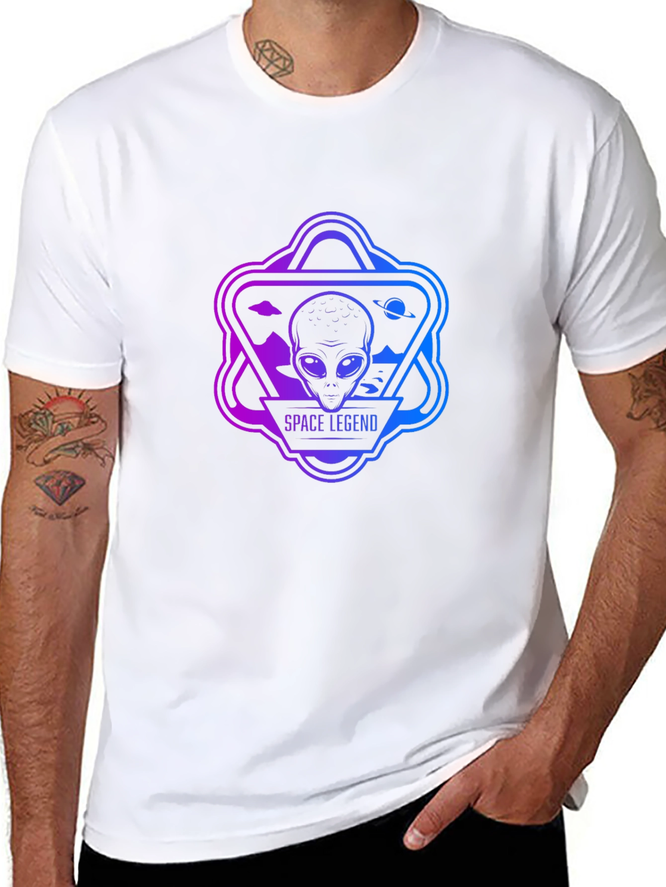 Space Legend Alien Graphic Black T-Shirt