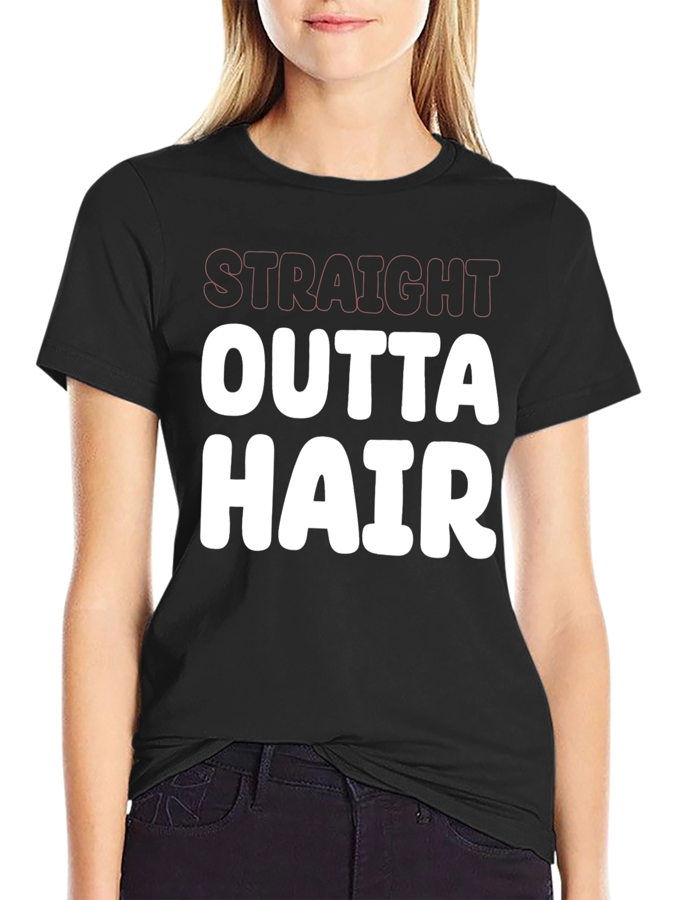 Straight Outta Hair Funny Graphic Tee Shirt
