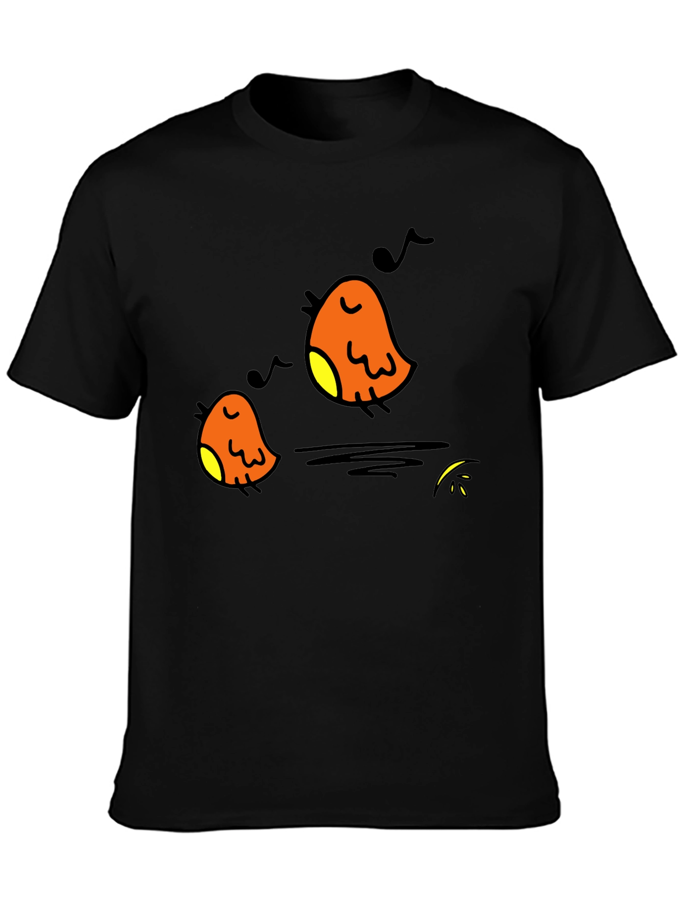Singing Birds Black T-Shirt - Casual Comfort