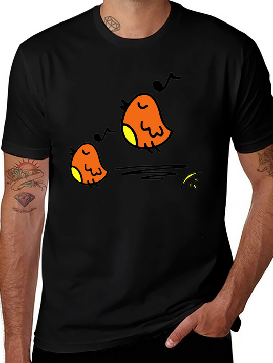 Singing Birds Black T-Shirt - Casual Comfort