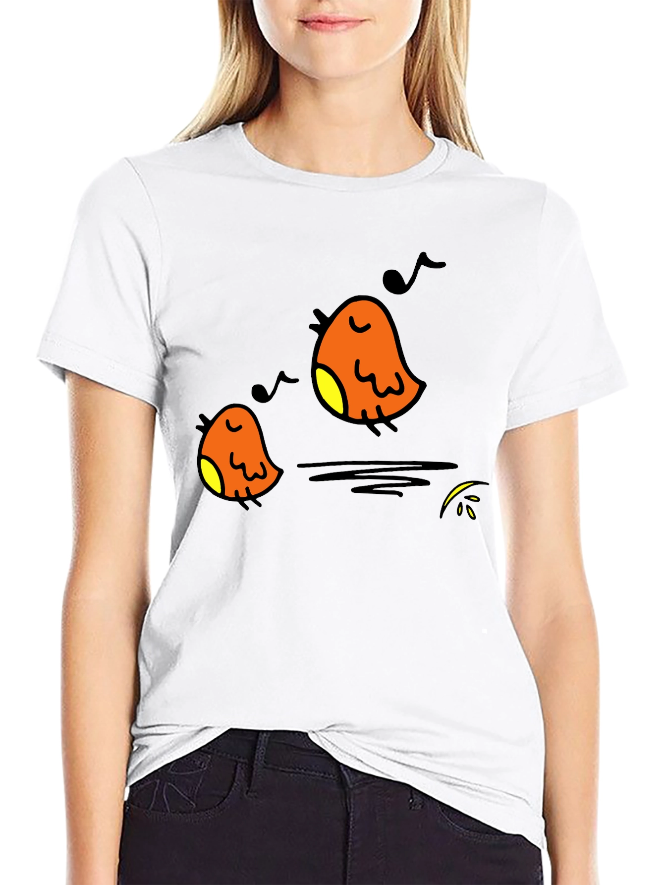 Singing Birds Black T-Shirt - Casual Comfort
