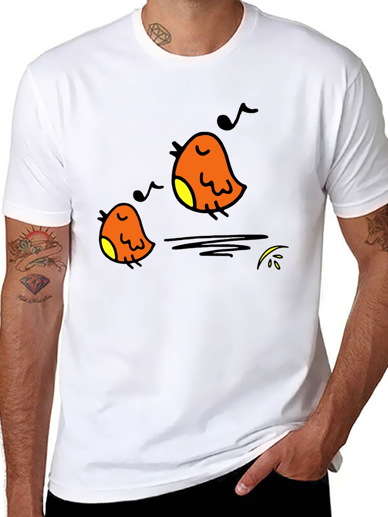 Singing Birds Black T-Shirt - Casual Comfort