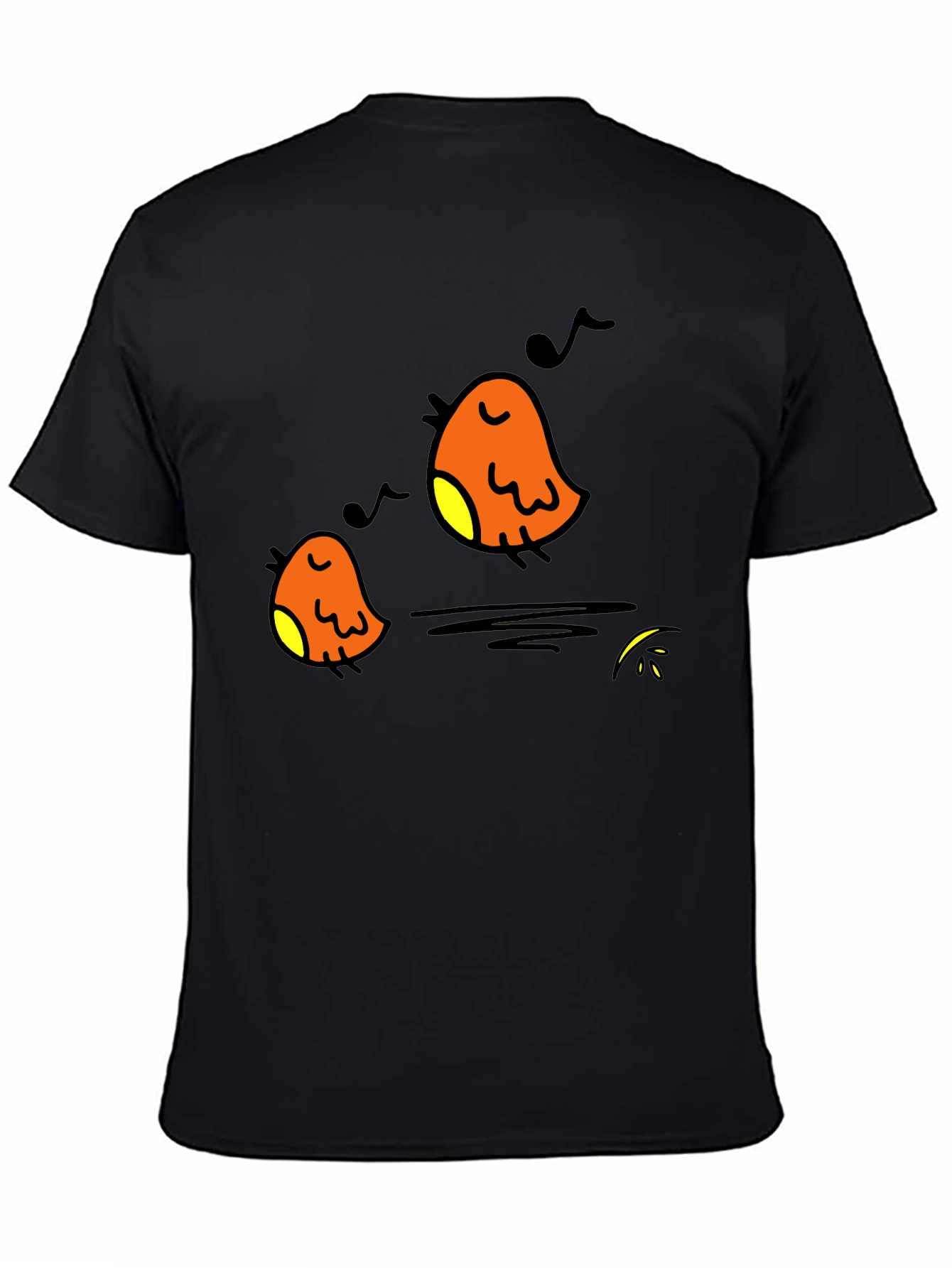 Singing Birds Black T-Shirt - Casual Comfort