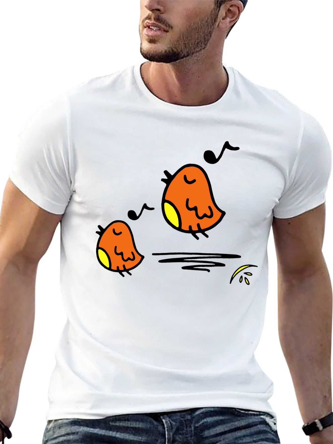 Singing Birds Black T-Shirt - Casual Comfort