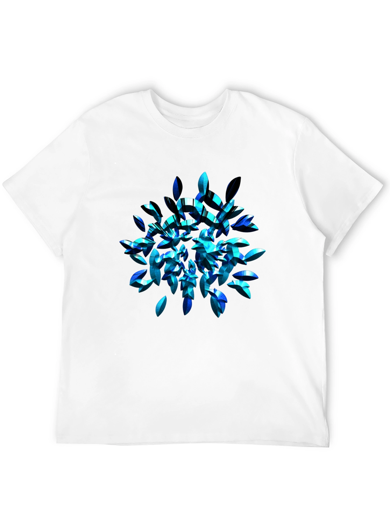Abstract Blue Leaf T-Shirt - Modern Graphic Tee