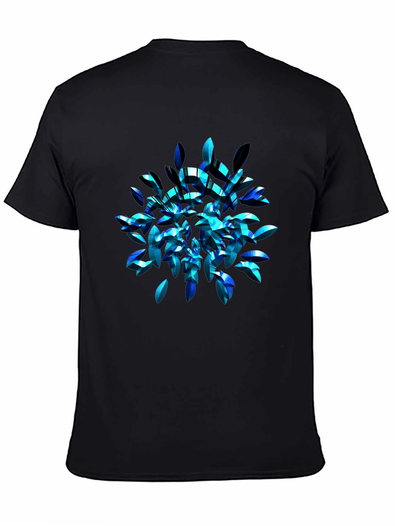 Abstract Blue Leaf T-Shirt - Modern Graphic Tee