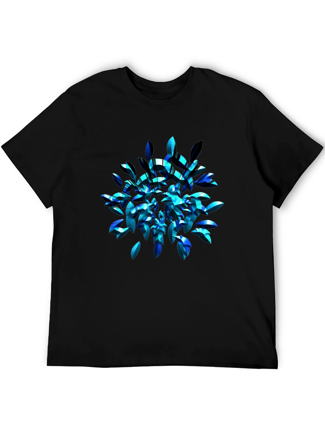 Abstract Blue Leaf T-Shirt - Modern Graphic Tee