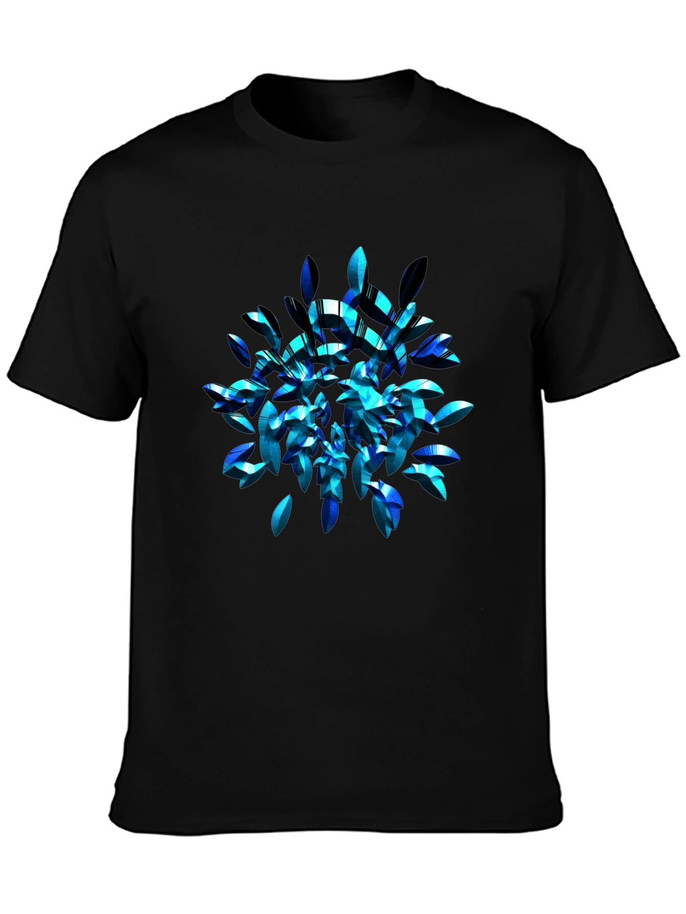 Abstract Blue Leaf T-Shirt - Modern Graphic Tee