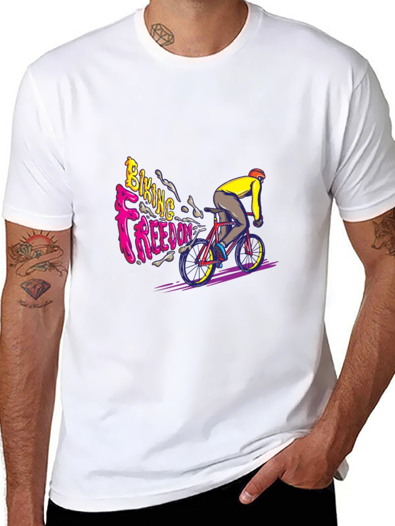 Biking Freedom Graphic T-Shirt - Black