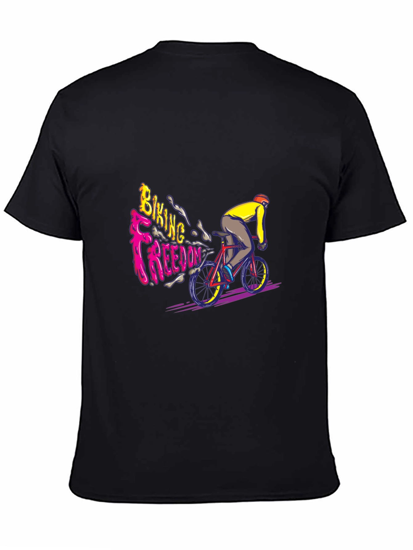Biking Freedom Graphic T-Shirt - Black