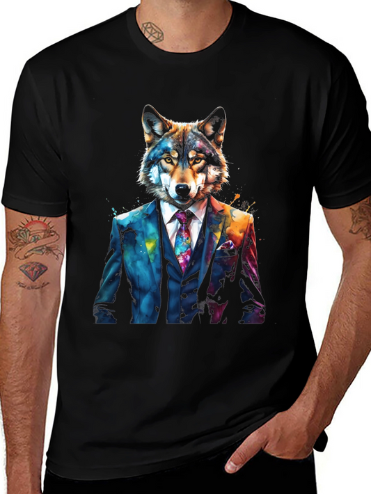 Wolf in Suit Graphic Tee - Unique Animal Design