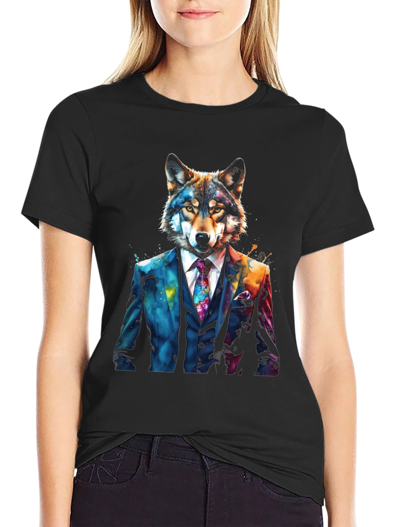 Wolf in Suit Graphic Tee - Unique Animal Design