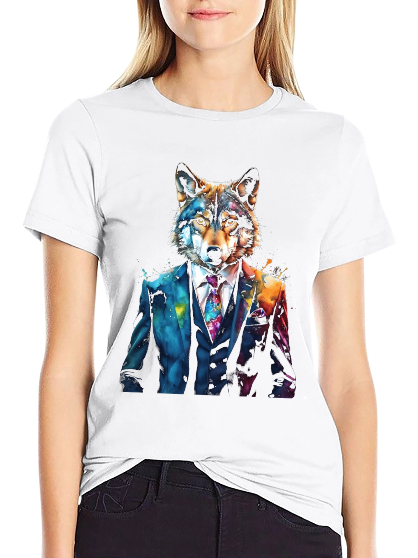 Wolf in Suit Graphic Tee - Unique Animal Design