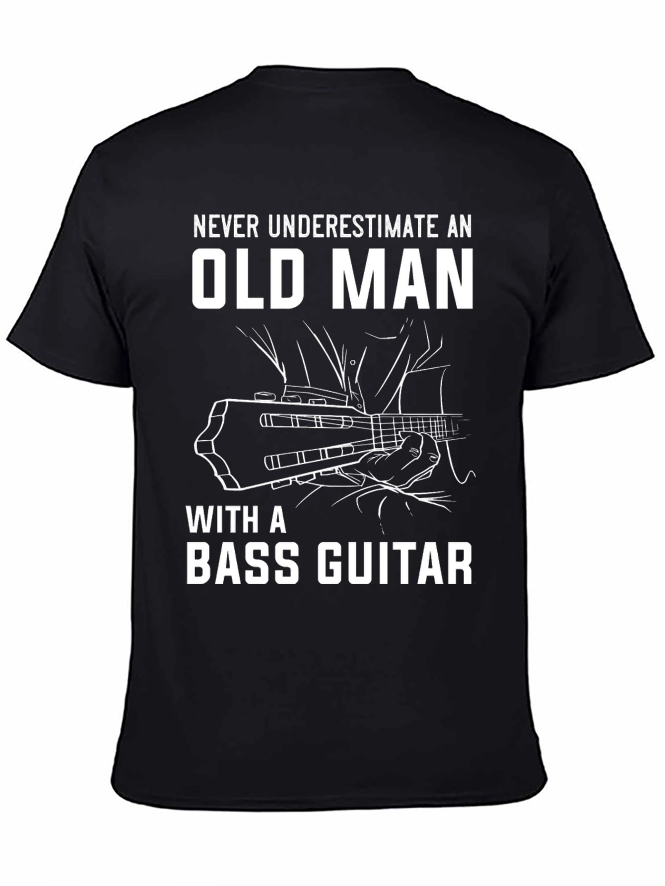 Bass Guitar Old Man T-Shirt - Music Lover Gift