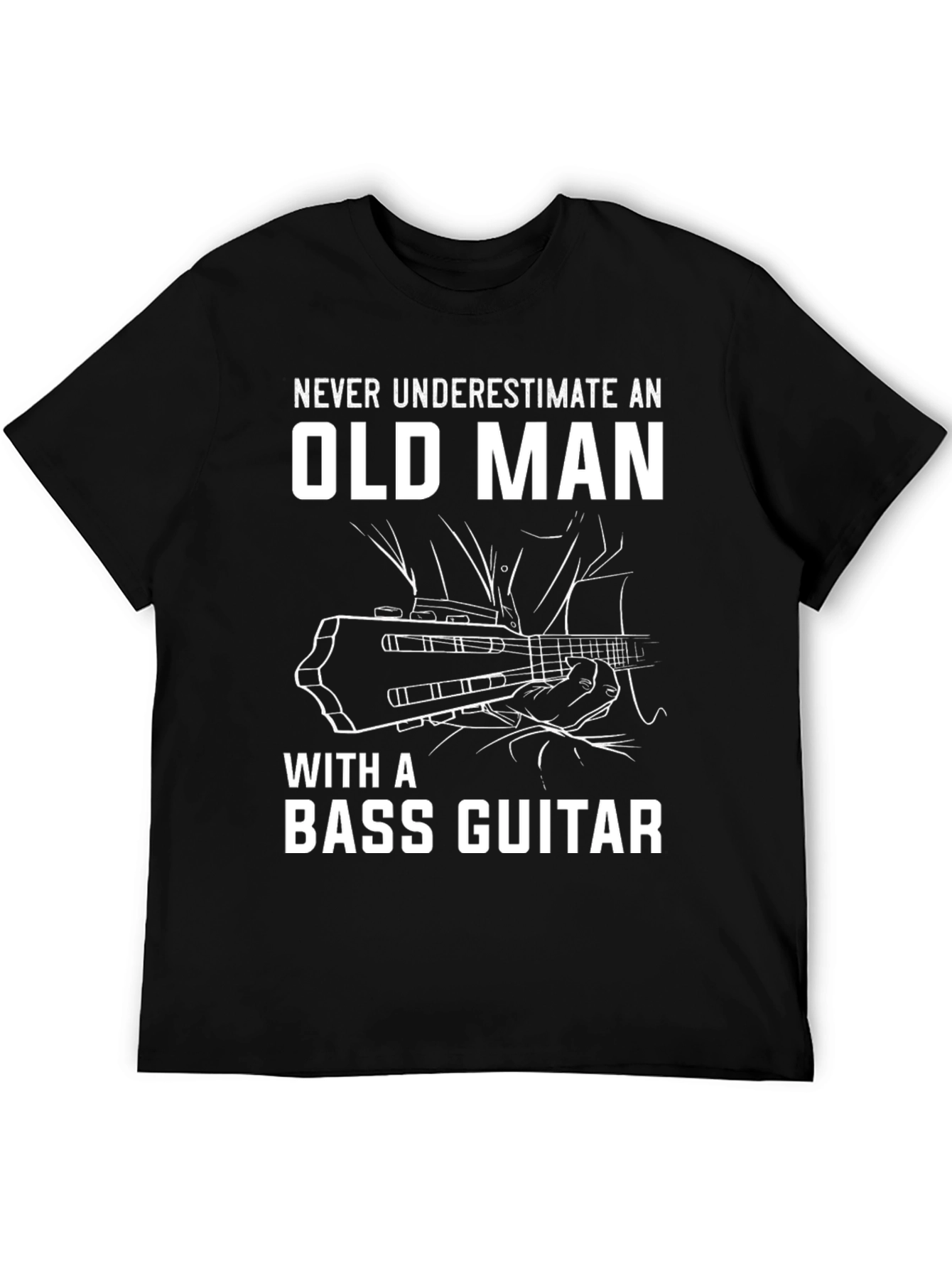 Bass Guitar Old Man T-Shirt - Music Lover Gift