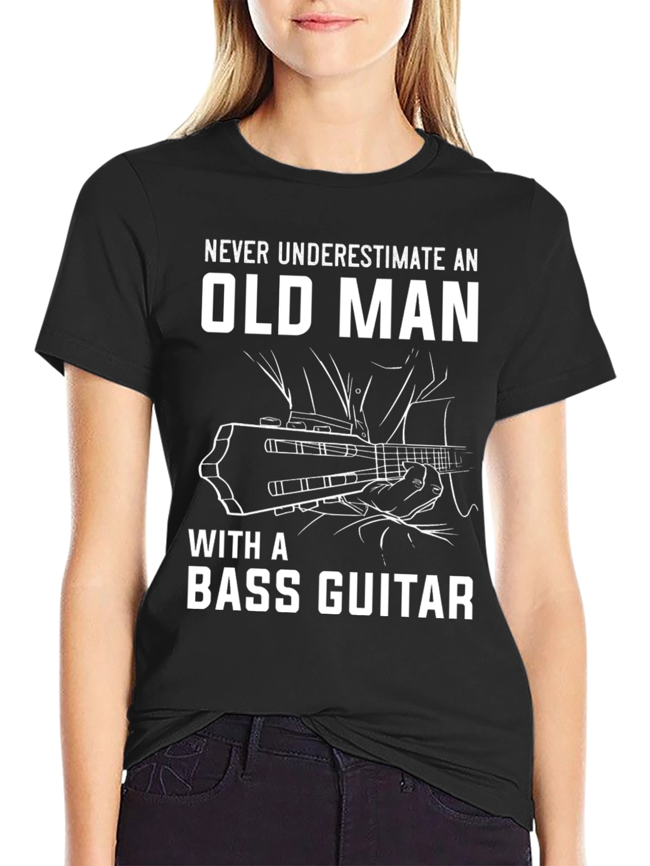 Bass Guitar Old Man T-Shirt - Music Lover Gift