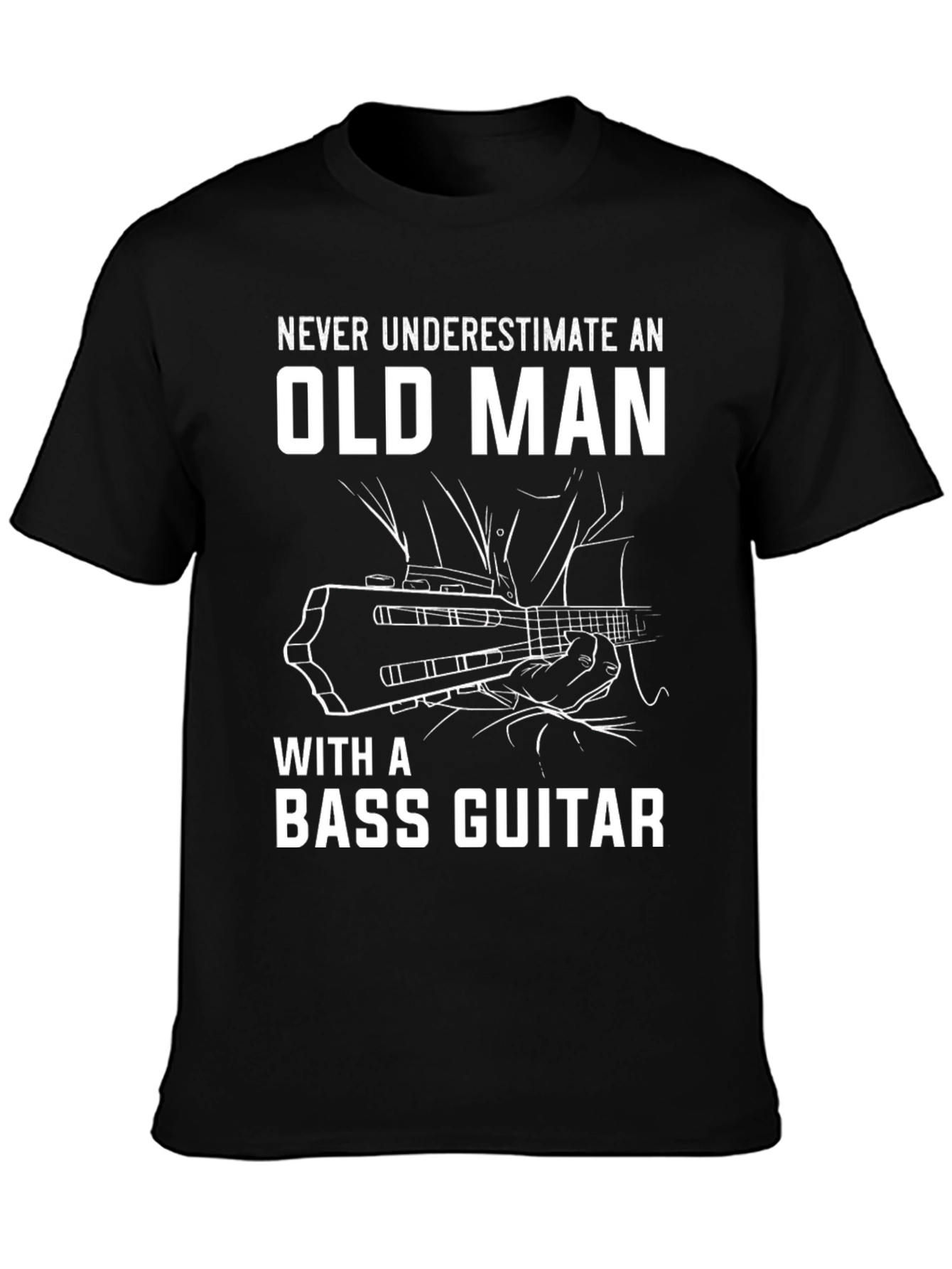 Bass Guitar Old Man T-Shirt - Music Lover Gift