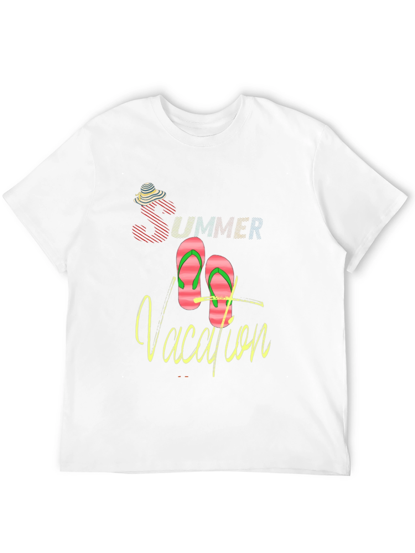 Summer Vacation Graphic Tee - Black Crew Neck T-Shirt