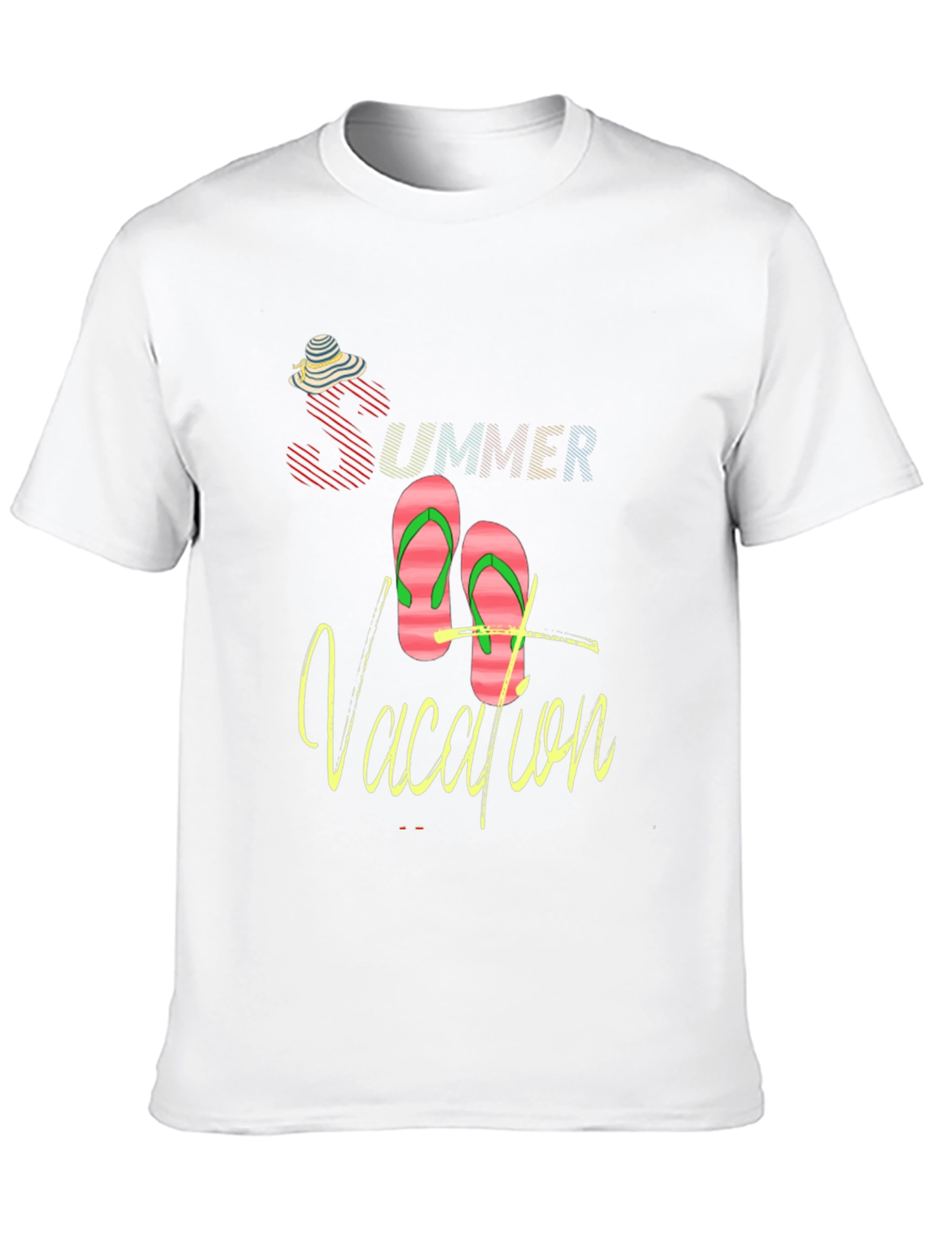Summer Vacation Graphic Tee - Black Crew Neck T-Shirt