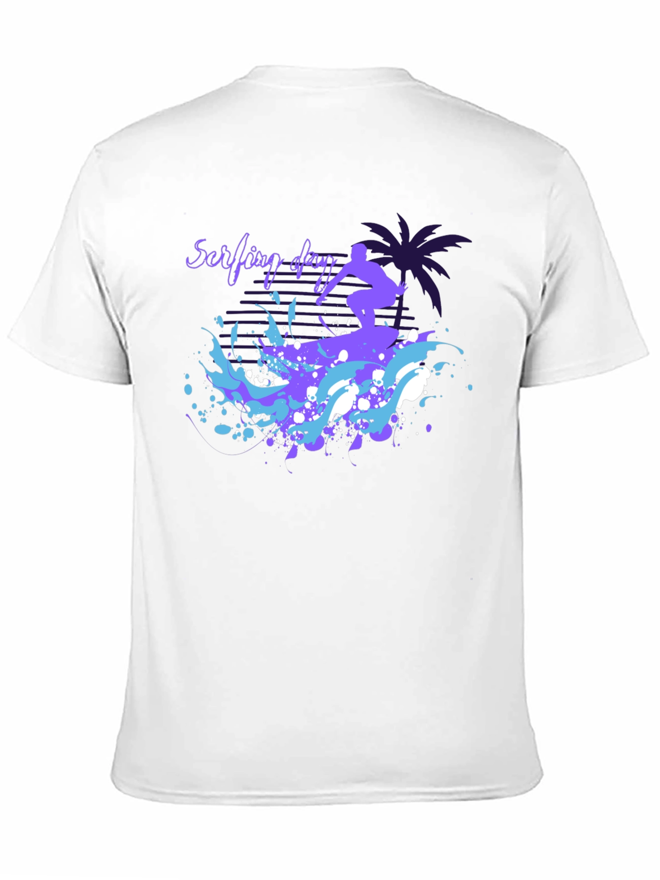 Surfing Day Graphic Tee - Black Cotton T-Shirt