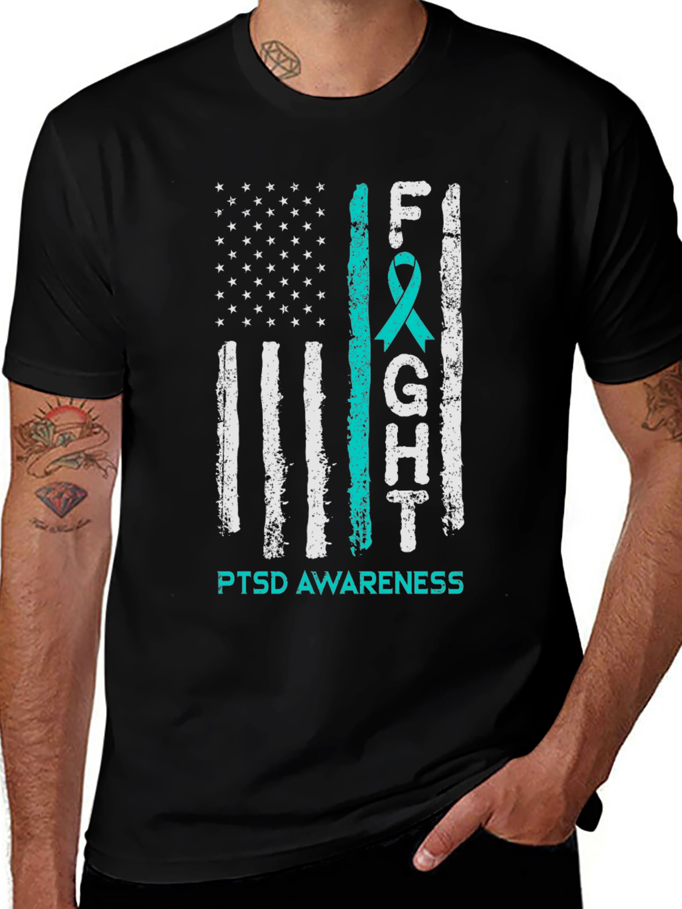 PTSD Awareness T-Shirt US Flag Design