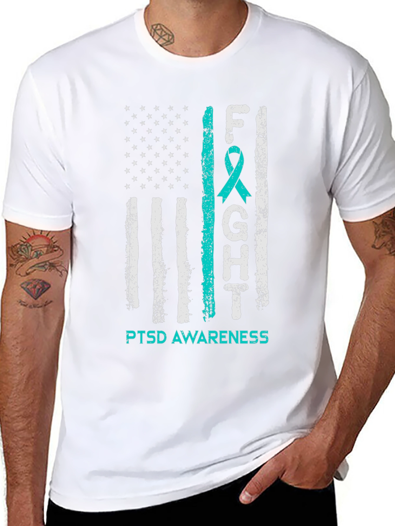 PTSD Awareness T-Shirt US Flag Design