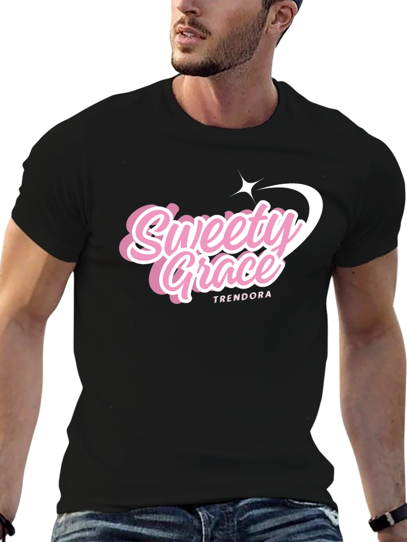 Trendy Sweety Grace T-Shirt - Black Cotton Tee