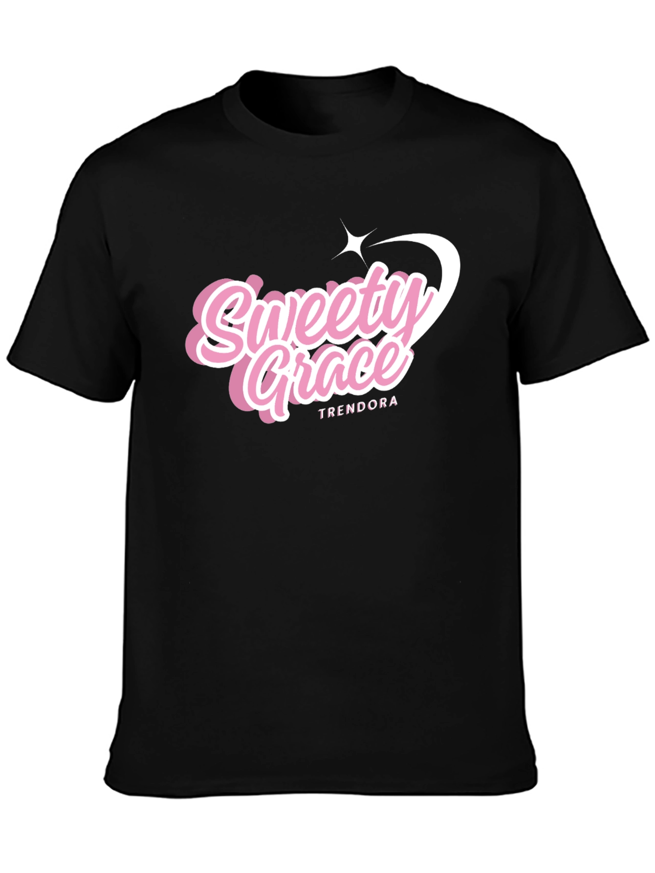 Trendy Sweety Grace T-Shirt - Black Cotton Tee