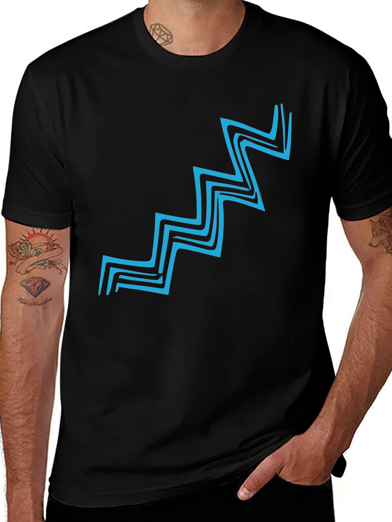 Abstract Zig-Zag Graphic Print T-Shirt