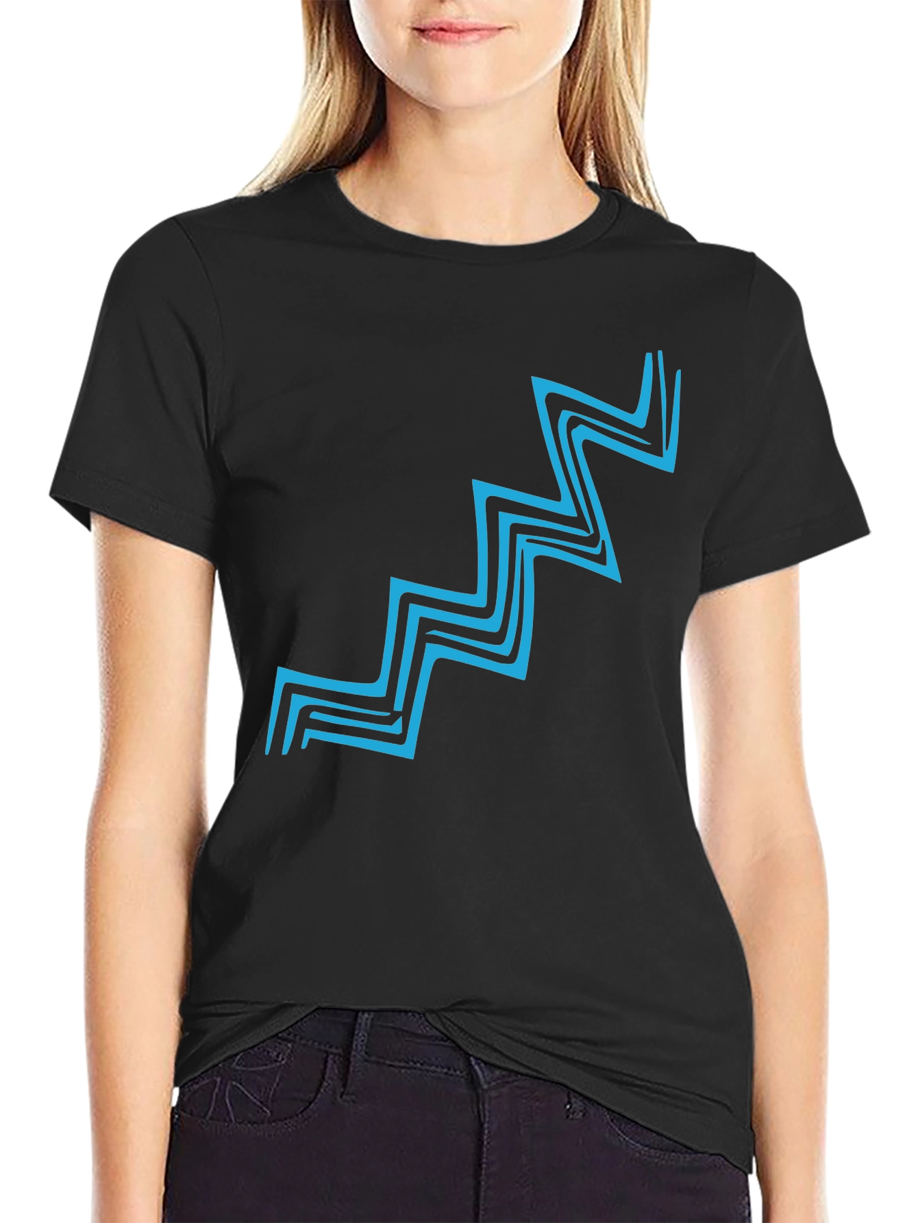 Abstract Zig-Zag Graphic Print T-Shirt