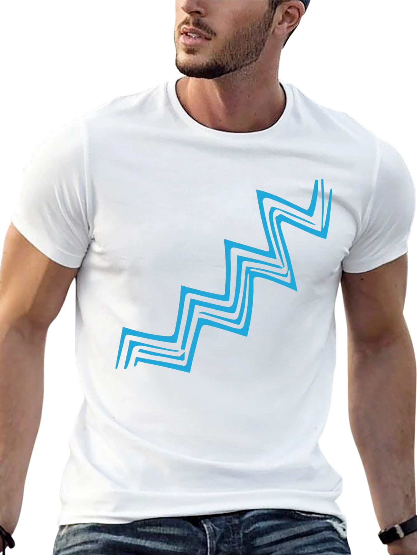 Abstract Zig-Zag Graphic Print T-Shirt