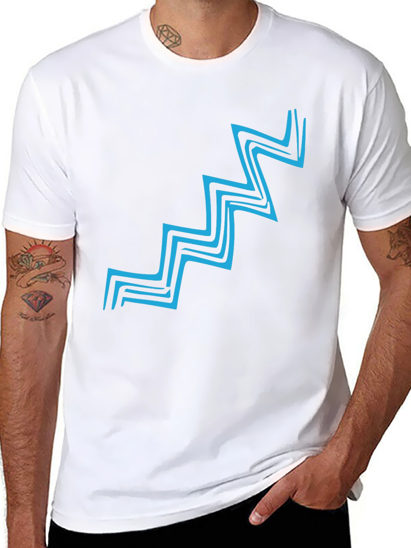 Abstract Zig-Zag Graphic Print T-Shirt