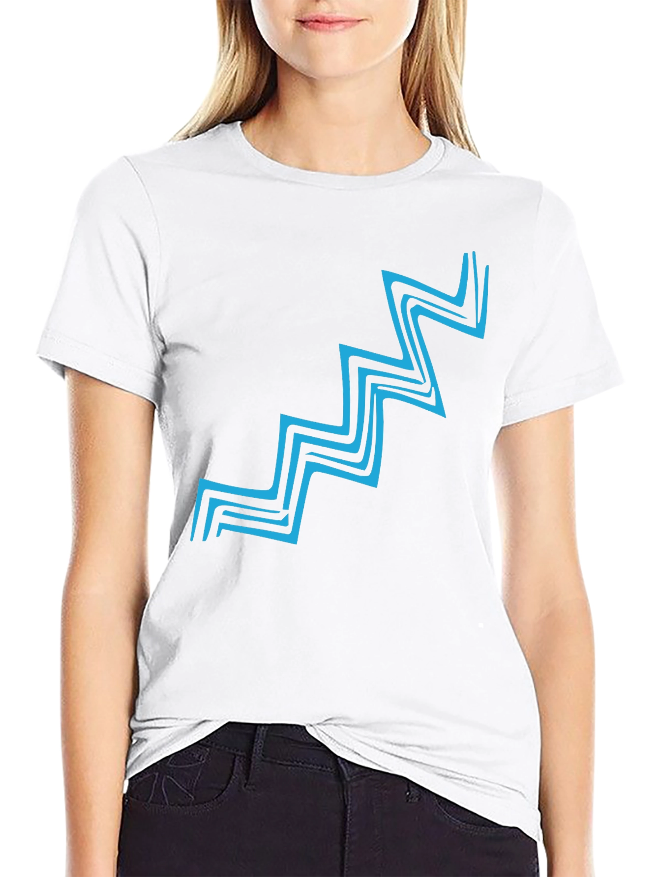 Abstract Zig-Zag Graphic Print T-Shirt