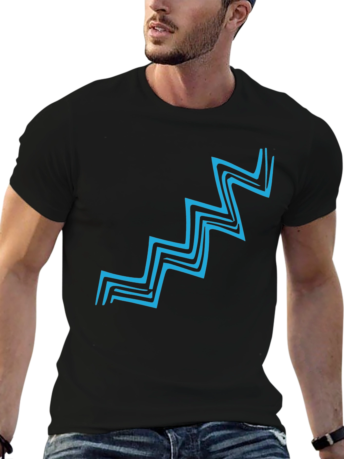 Abstract Zig-Zag Graphic Print T-Shirt