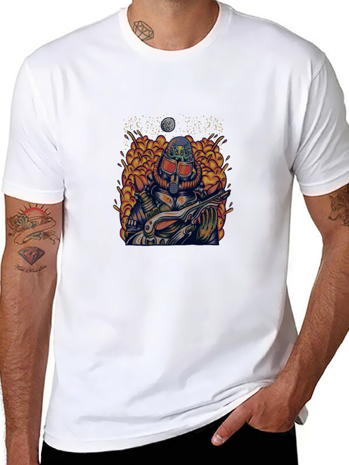 Retro Sci-Fi Guitarist Graphic Tee