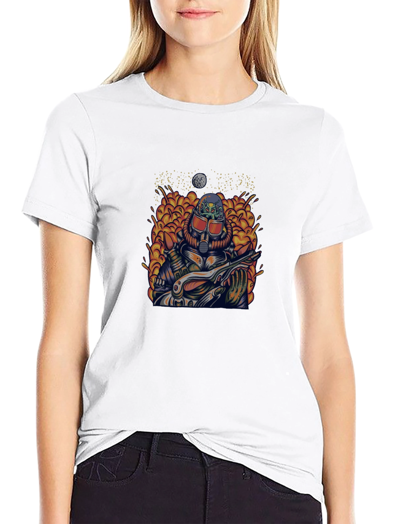 Retro Sci-Fi Guitarist Graphic Tee