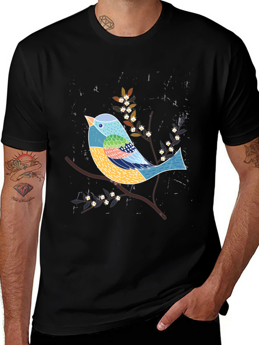 Artistic Bird Graphic Tee - Nature Inspired T-Shirt